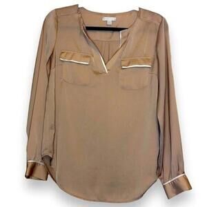 New York & Company Gold Silky Shirt - Size S